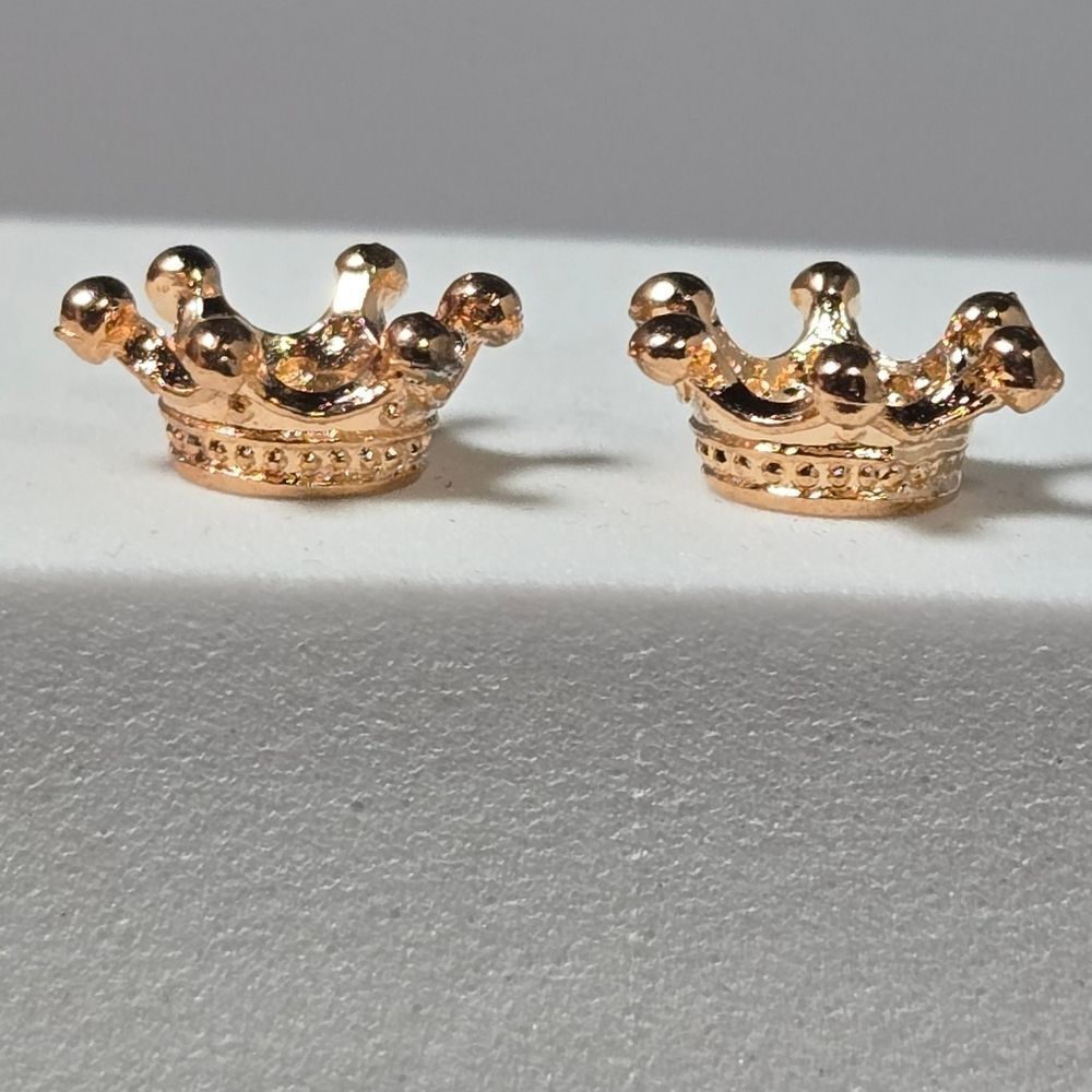 5pcs - Rose Gold Crown Spacer Beads Charm Bracelet Set DIY Jewelry Shiny Tiara